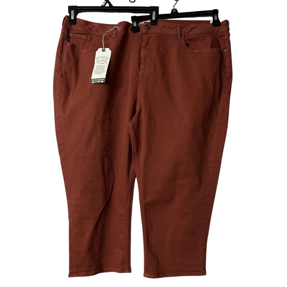 NWT Fat Face UK Hamble‎ Capri Womens Rust Brown Stretch Jeans Denim Plus US 20R